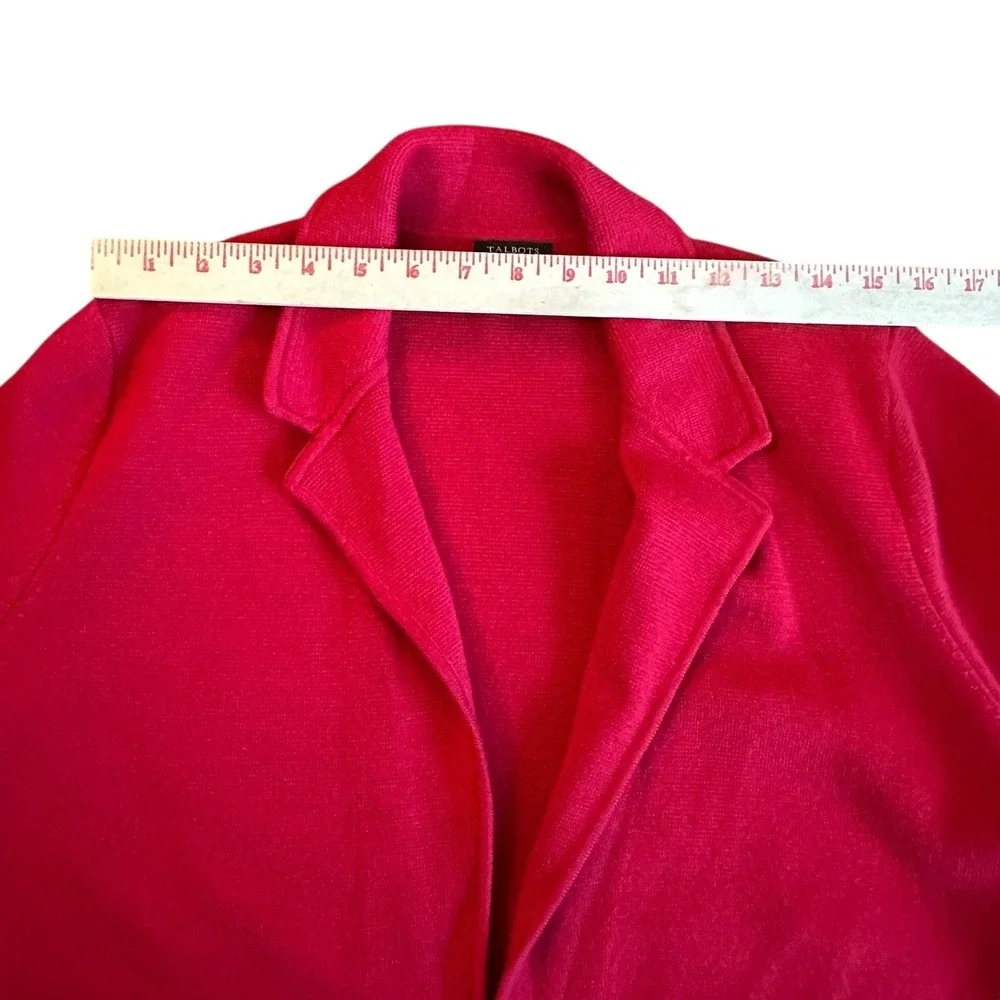 Talbots Petite Blazer Women's XLP Red Textured Knit‎ Blazer Cardigan Jacket
